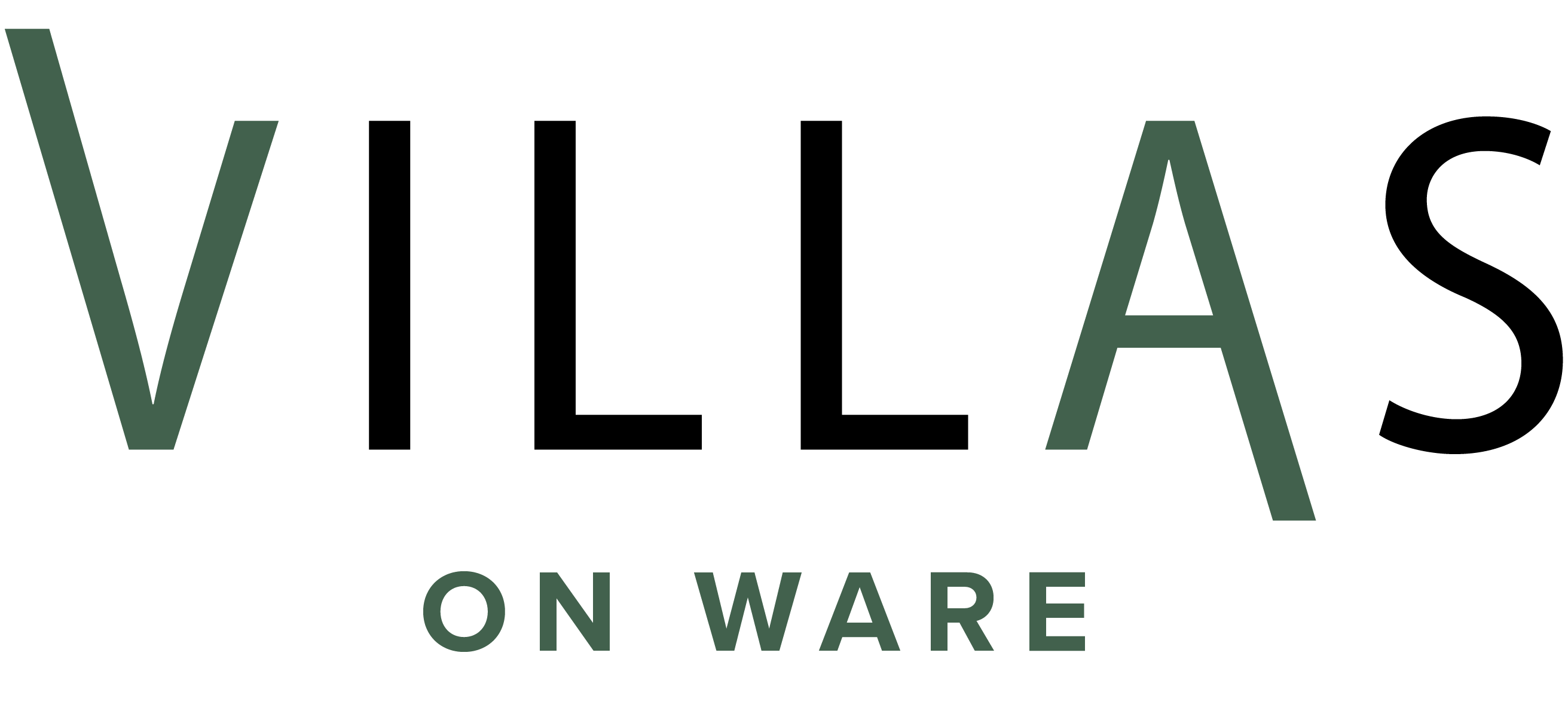A green background with the words VILLAS ON WARE.